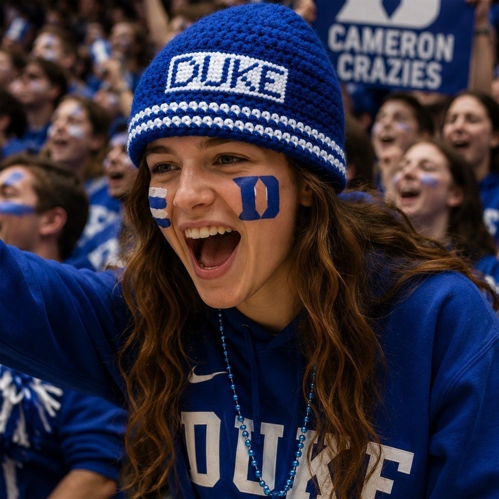 Duke Blue Devils Beanie Hat Unisex Adult OS Blue Stitched Patch crochet handmade
